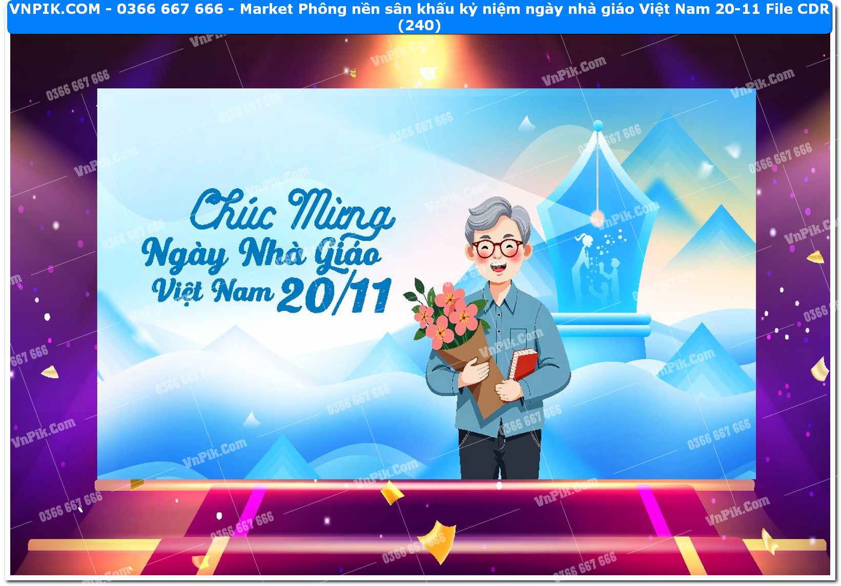 Market Phông nền sân khấu kỷ niệm ngày nhà giáo Việt Nam 20-11 File CDR (240)
