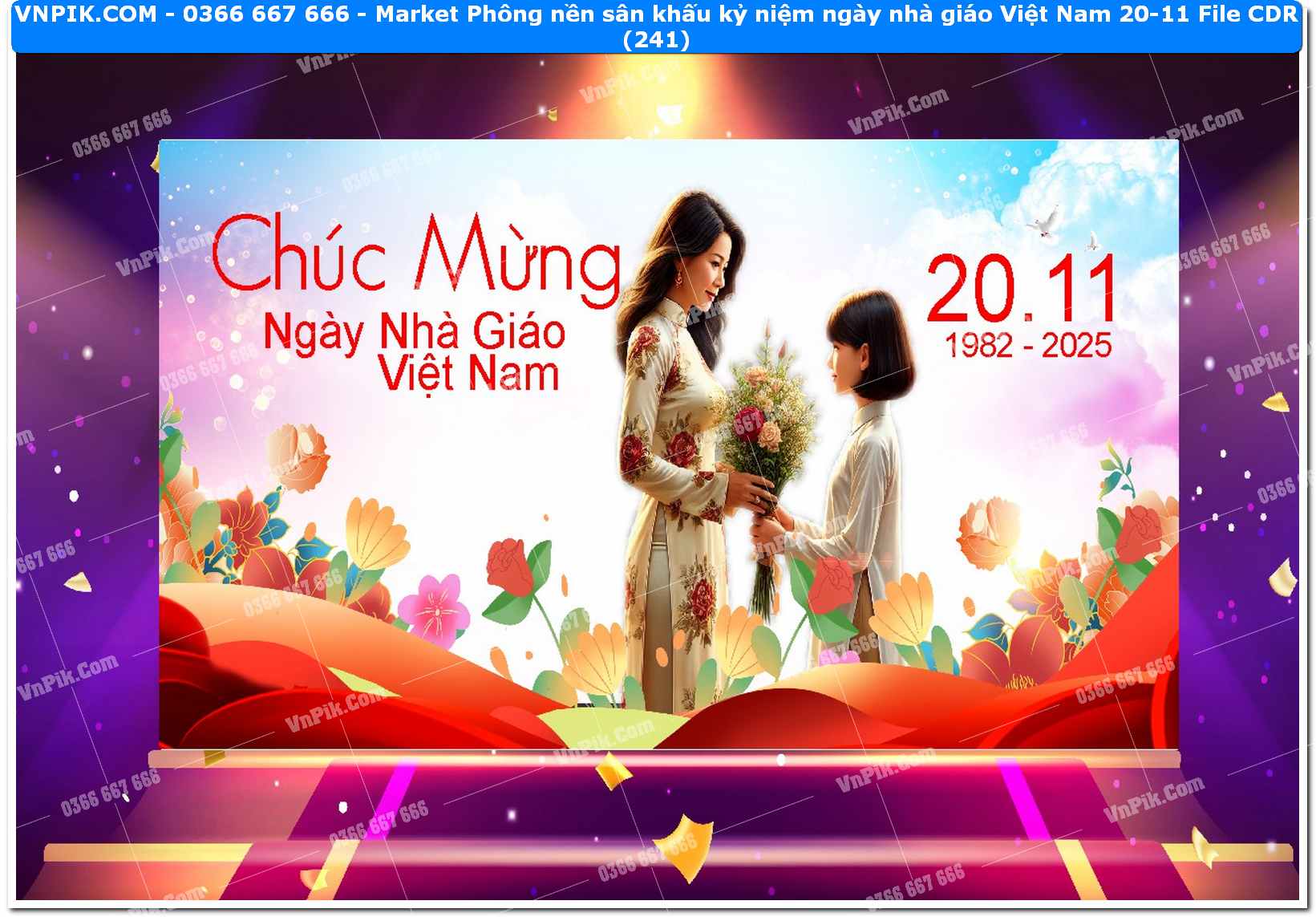 Market Phông nền sân khấu kỷ niệm ngày nhà giáo Việt Nam 20-11 File CDR (241)