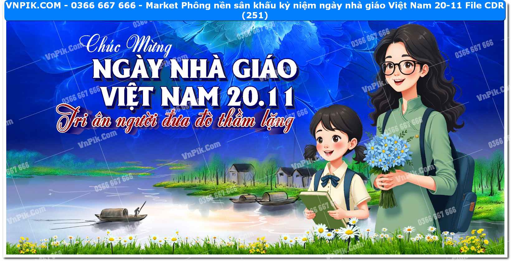 Market Phông nền sân khấu kỷ niệm ngày nhà giáo Việt Nam 20-11 File CDR (251)