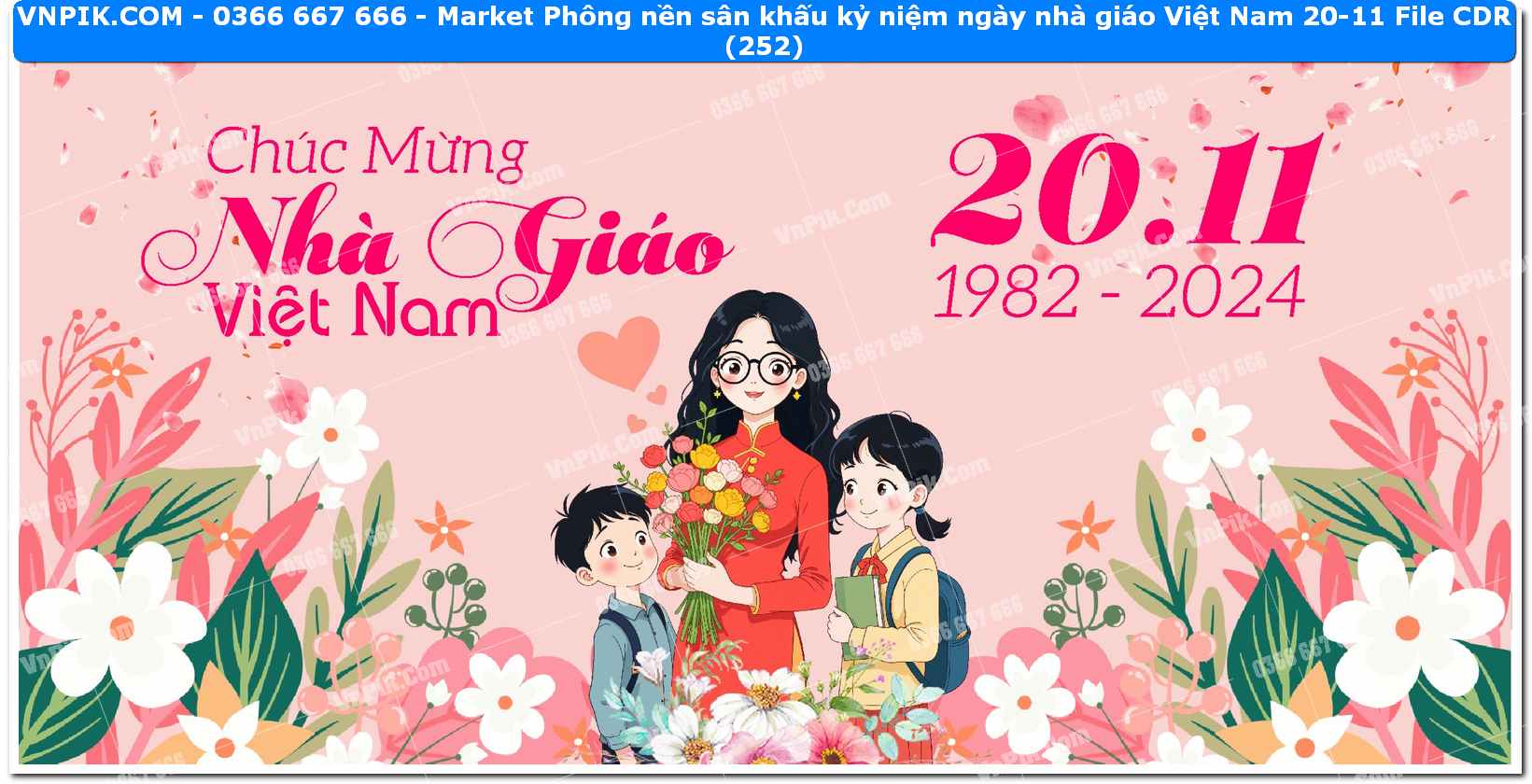 Market Phông nền sân khấu kỷ niệm ngày nhà giáo Việt Nam 20-11 File CDR (252)