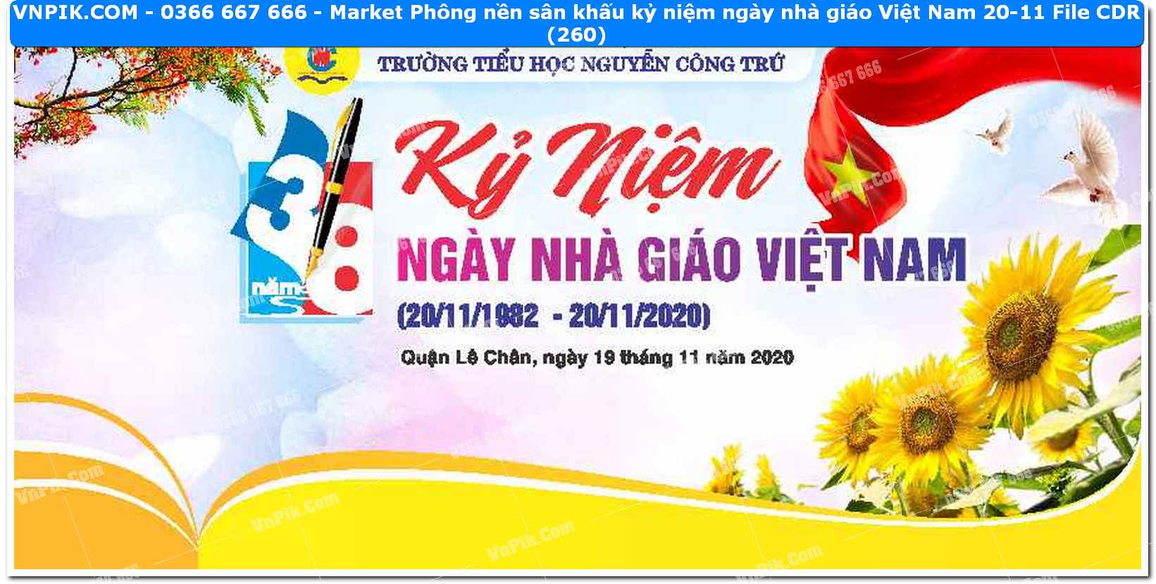 Market Phông nền sân khấu kỷ niệm ngày nhà giáo Việt Nam 20-11 File CDR (260)