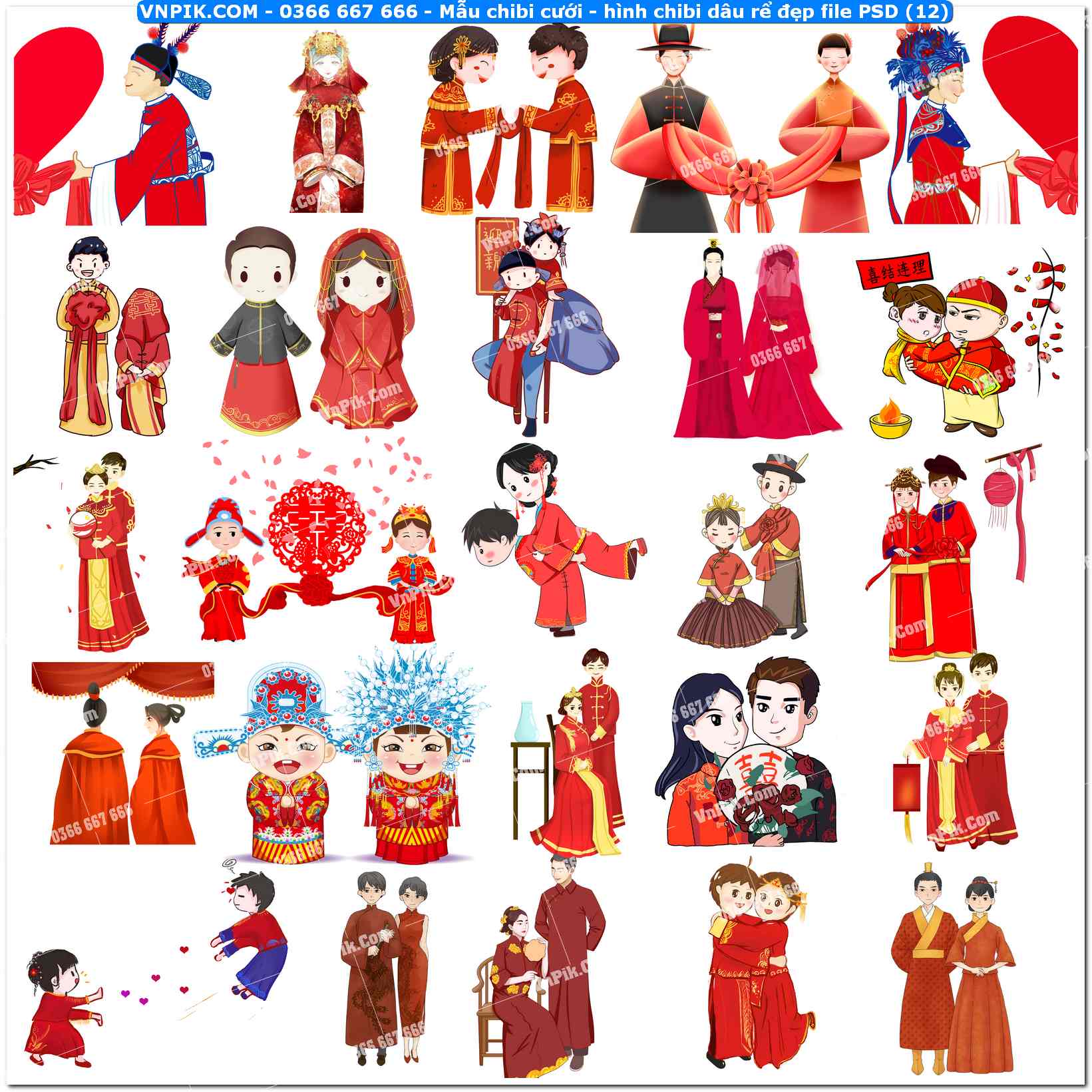 Mẫu chibi cưới – hình chibi dâu rể đẹp file PSD (12)