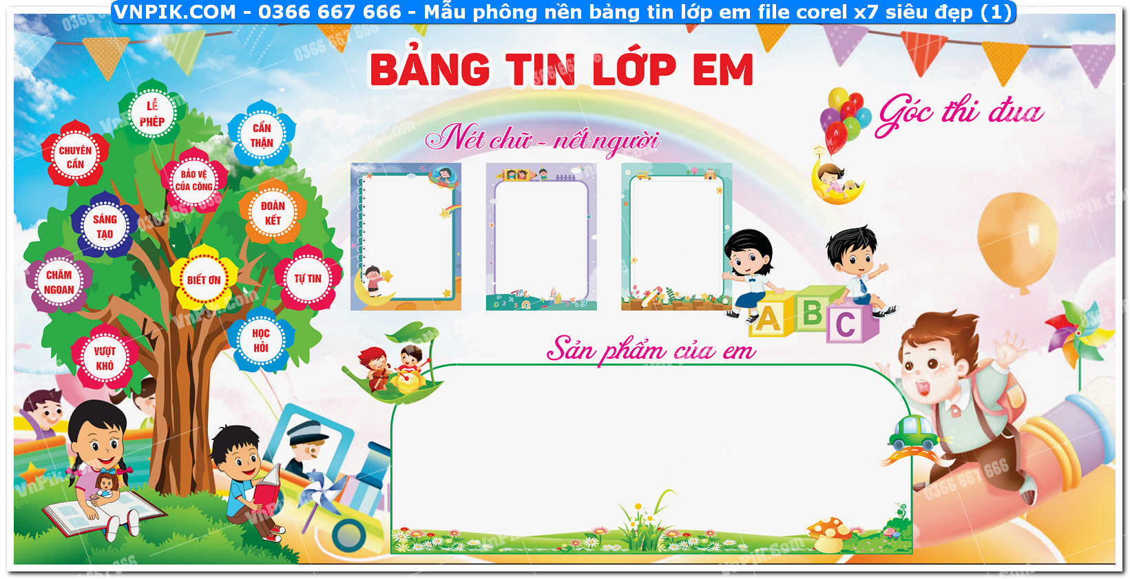 Mẫu phông nền bảng tin lớp em file corel x7 siêu đẹp (1)