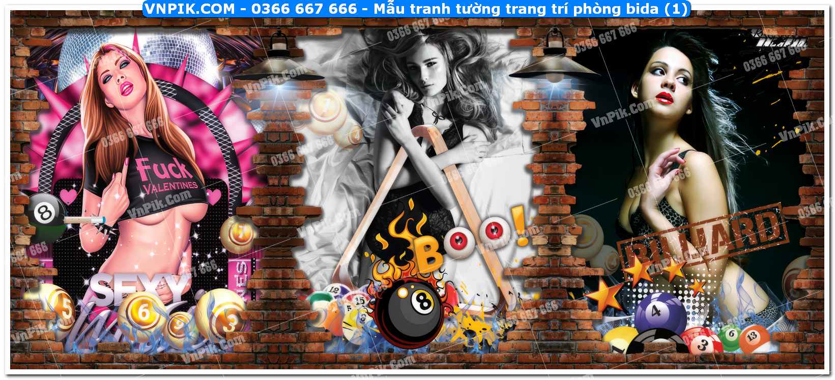 Mẫu tranh tường trang trí phòng bida (1)