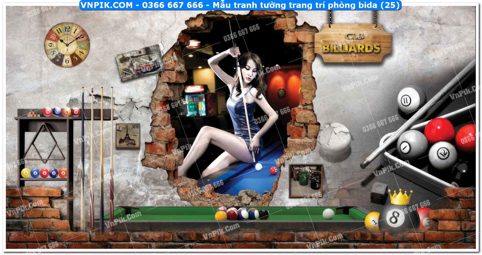 Mẫu tranh tường trang trí phòng bida (25)