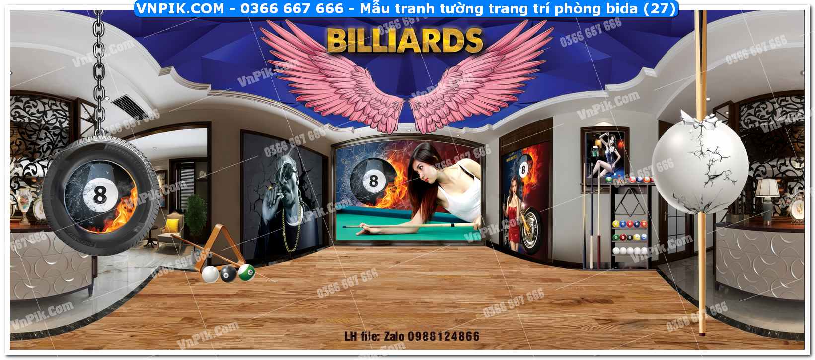 Mẫu tranh tường trang trí phòng bida (27)