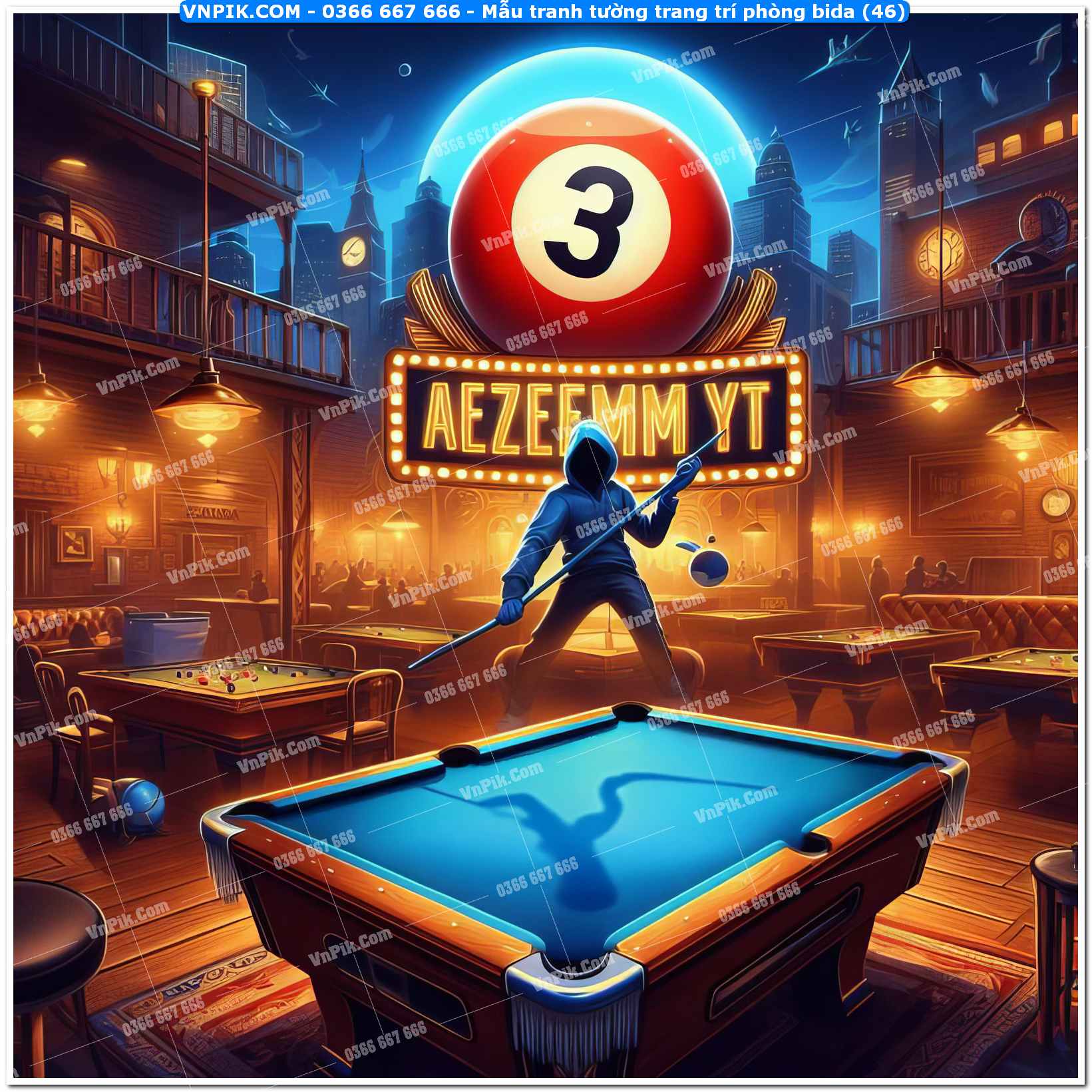 Mẫu tranh tường trang trí phòng bida (46)