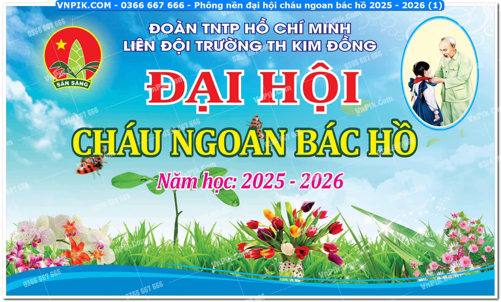 Phông nền đại hội cháu ngoan bác hồ 2025 – 2026 (1)