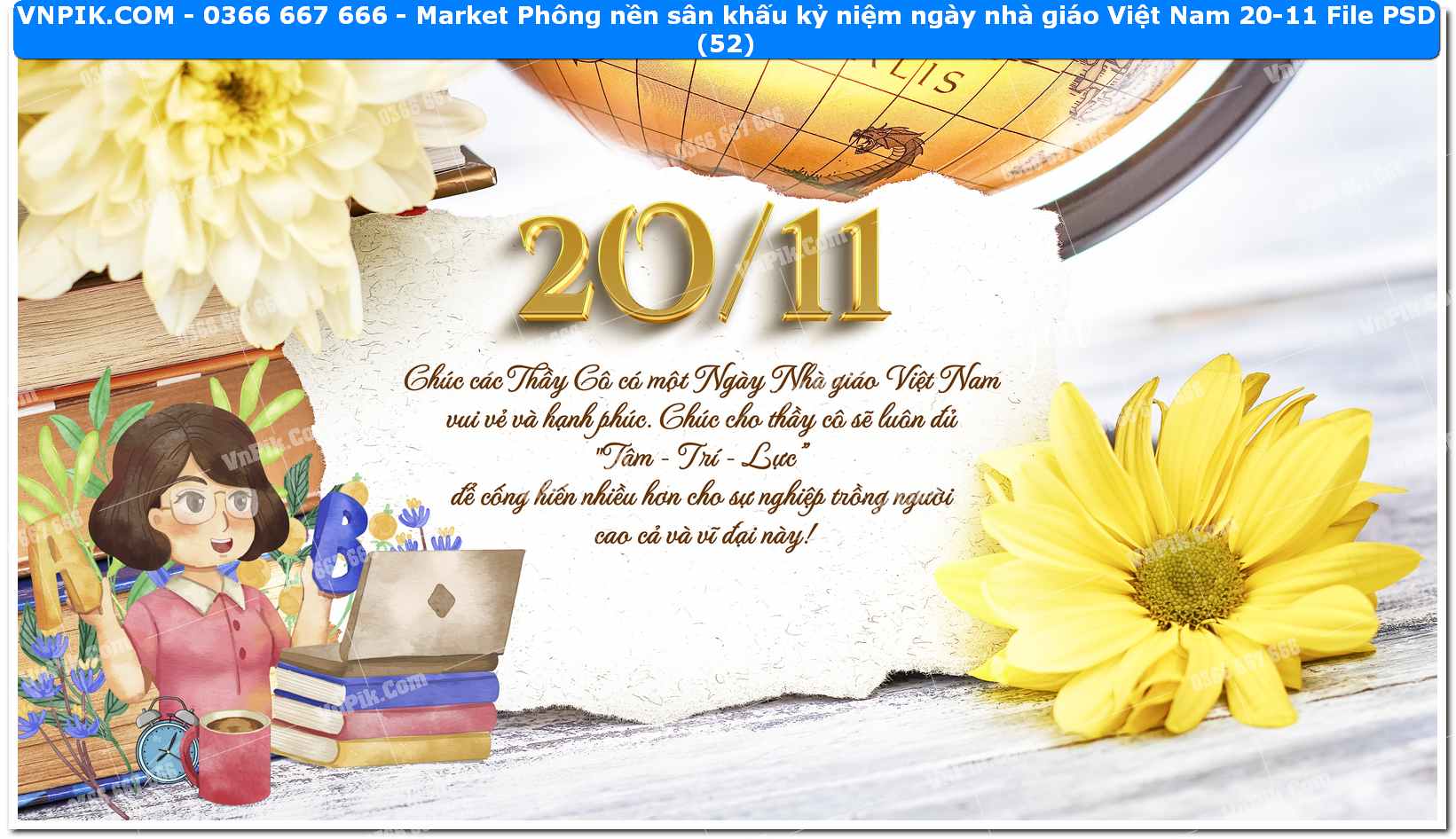 Market Phông nền sân khấu kỷ niệm ngày nhà giáo Việt Nam 20-11 File PSD (52)