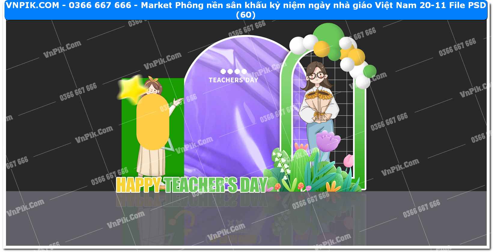 Market Phông nền sân khấu kỷ niệm ngày nhà giáo Việt Nam 20-11 File PSD (60)