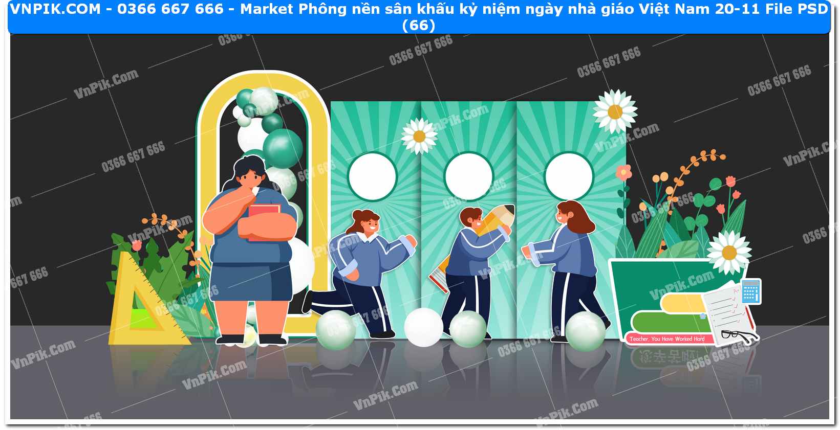 Market Phông nền sân khấu kỷ niệm ngày nhà giáo Việt Nam 20-11 File PSD (66)
