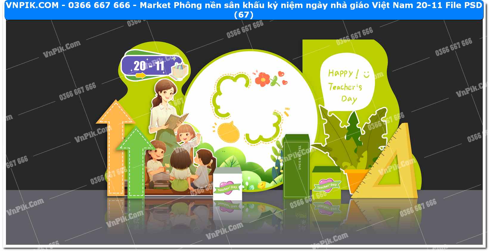 Market Phông nền sân khấu kỷ niệm ngày nhà giáo Việt Nam 20-11 File PSD (67)