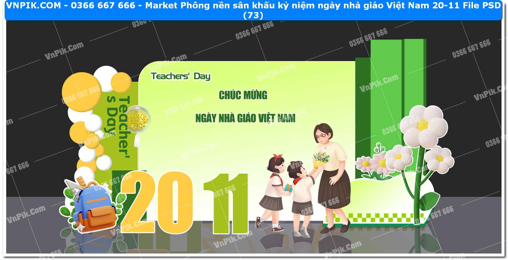 Market Phông nền sân khấu kỷ niệm ngày nhà giáo Việt Nam 20-11 File PSD (73)