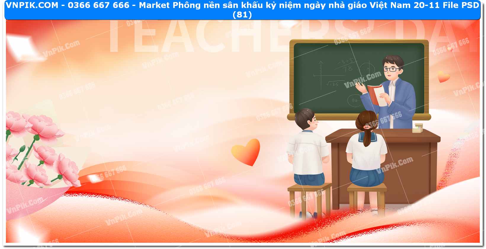 Market Phông nền sân khấu kỷ niệm ngày nhà giáo Việt Nam 20-11 File PSD (81)