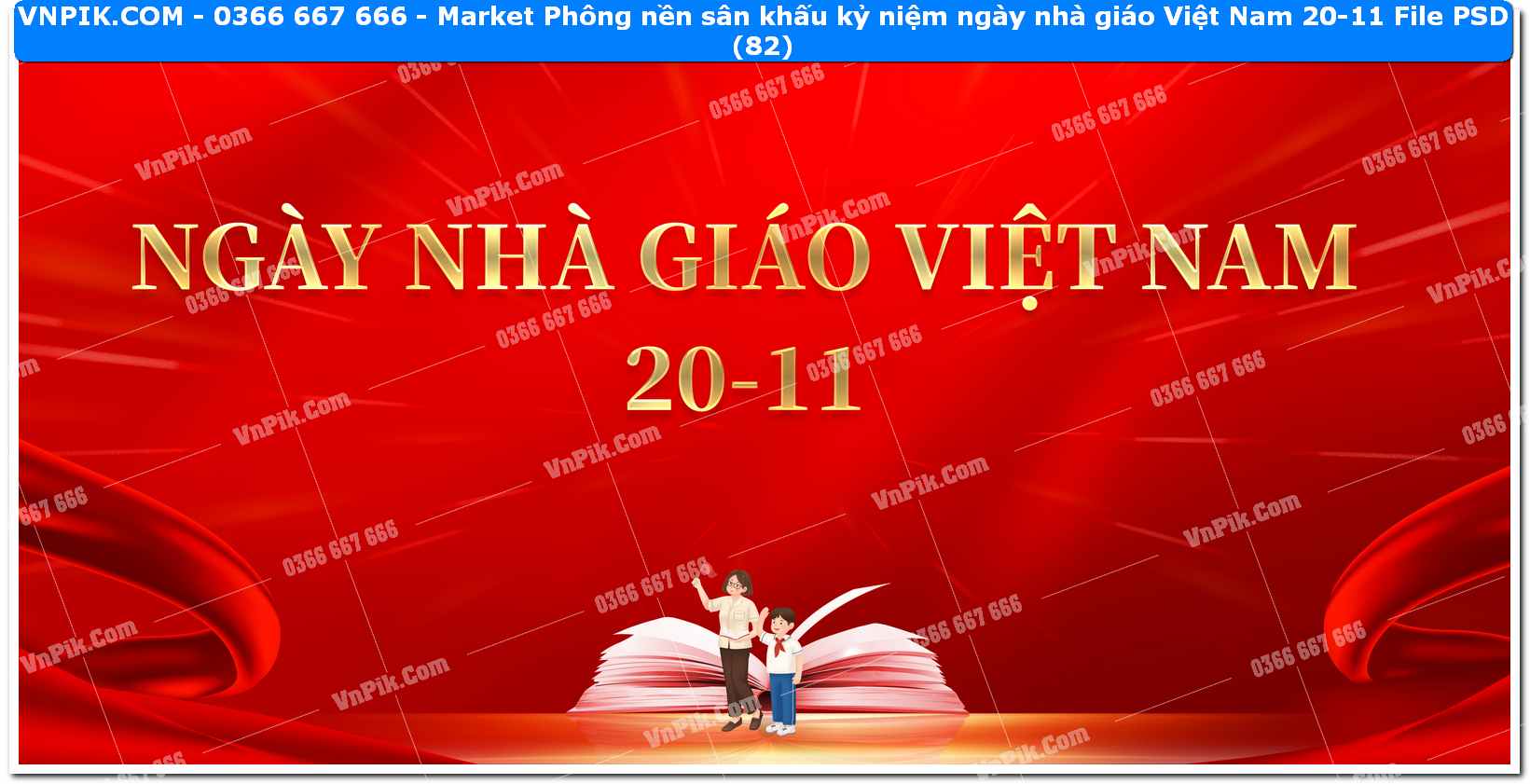 Market Phông nền sân khấu kỷ niệm ngày nhà giáo Việt Nam 20-11 File PSD (82)