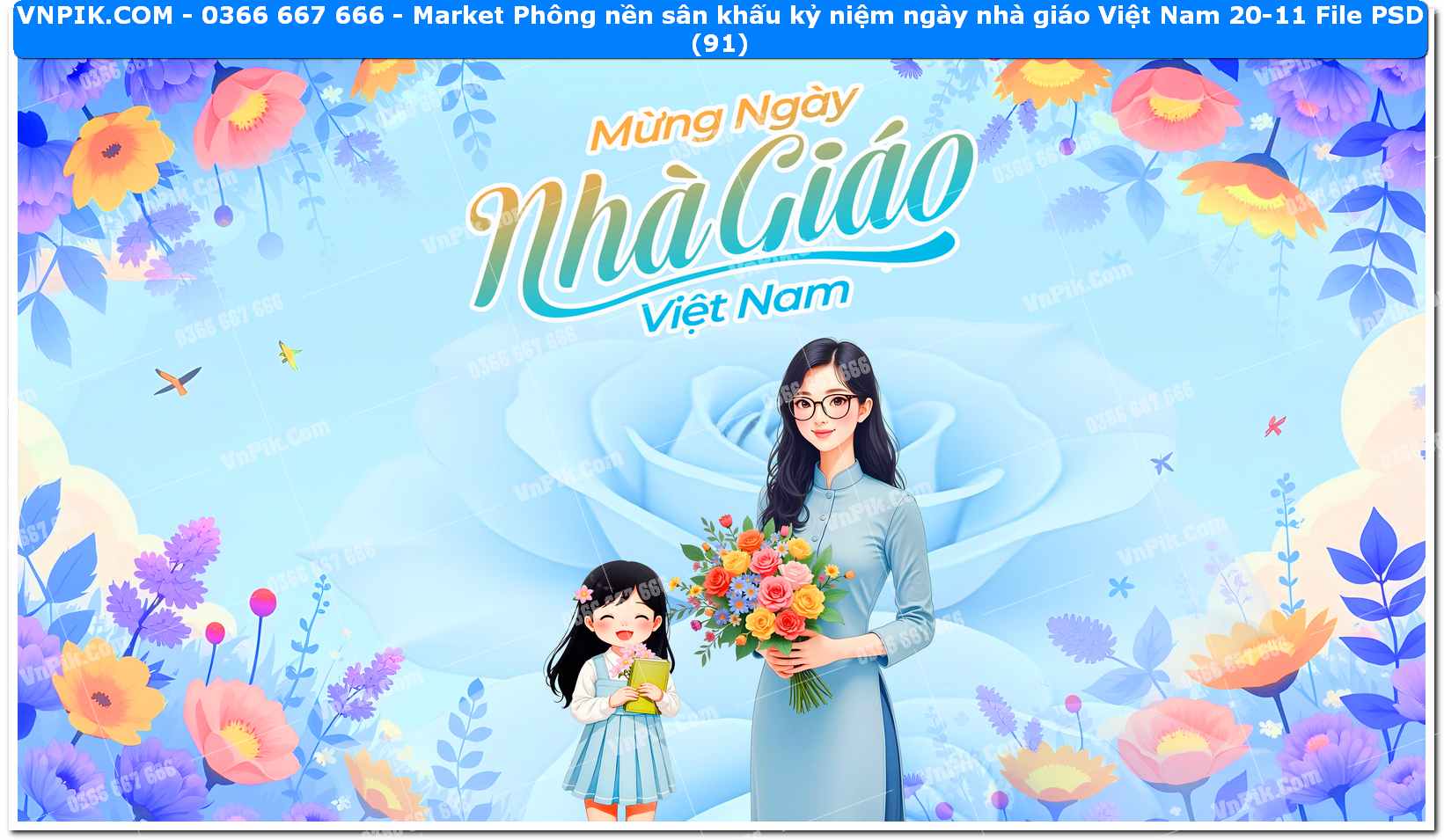 Market Phông nền sân khấu kỷ niệm ngày nhà giáo Việt Nam 20-11 File PSD (91)