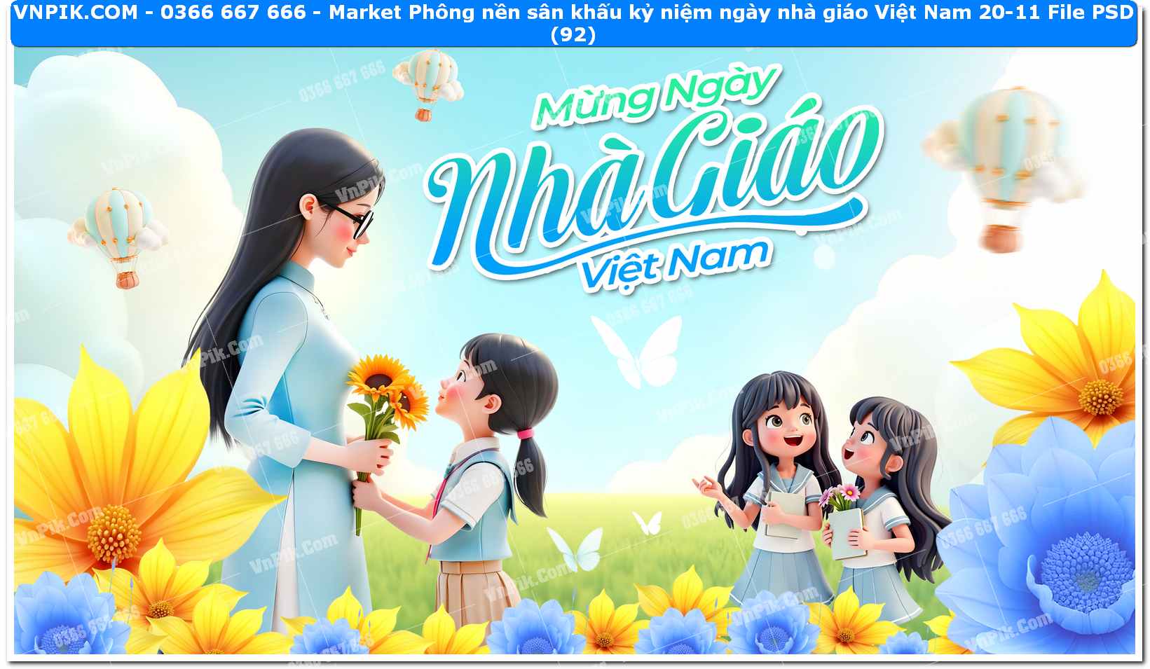 Market Phông nền sân khấu kỷ niệm ngày nhà giáo Việt Nam 20-11 File PSD (92)