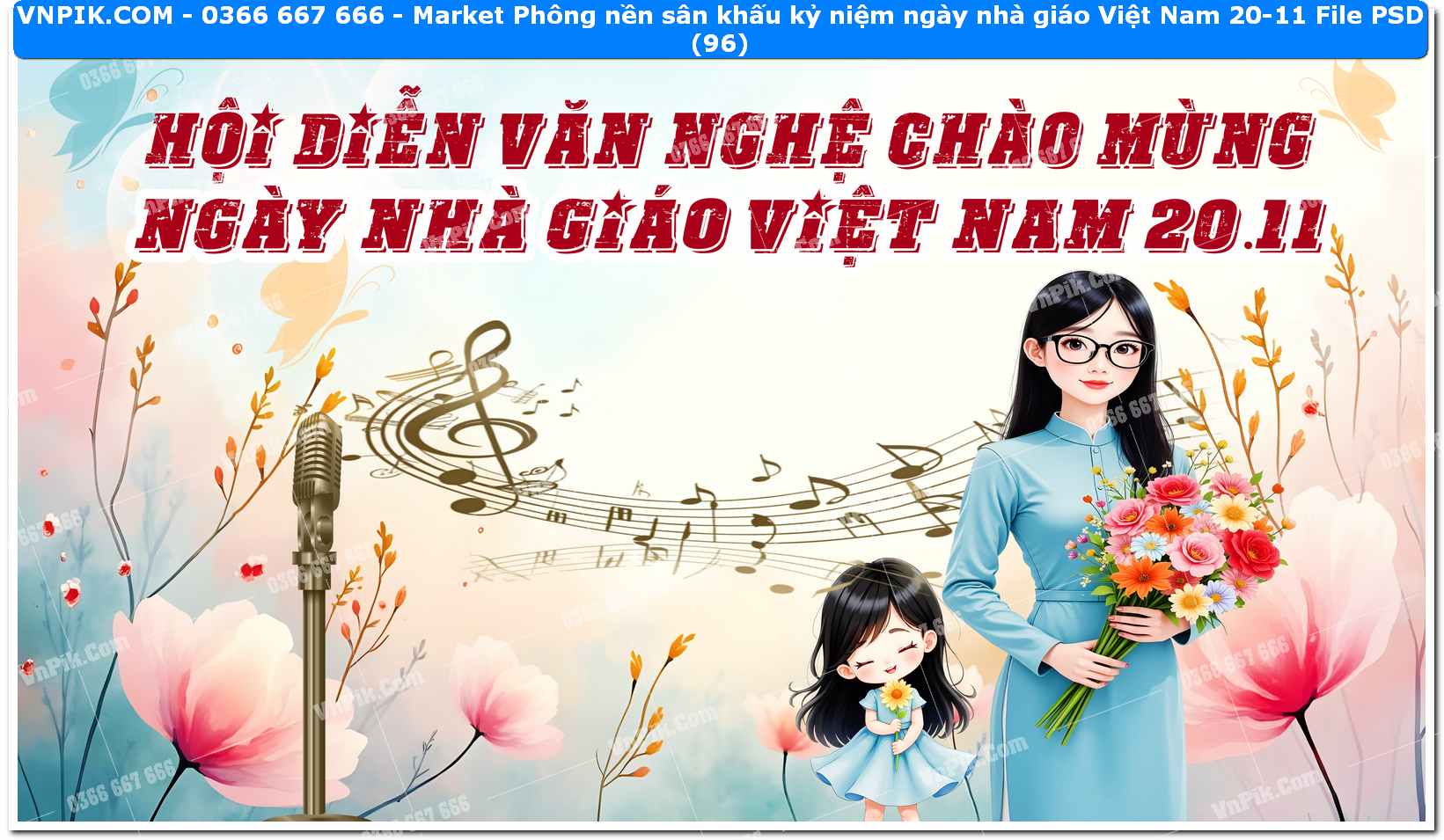 Market Phông nền sân khấu kỷ niệm ngày nhà giáo Việt Nam 20-11 File PSD (96)