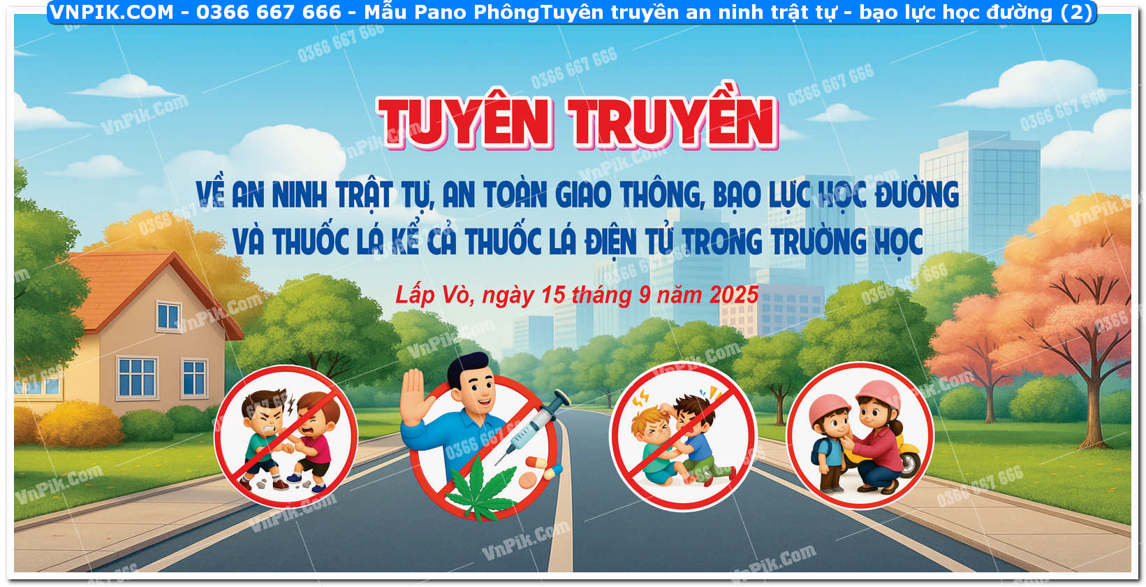 Mẫu Pano PhôngTuyên truyền an ninh trật tự – an toàn giao thông – bạo lực học đường (2)