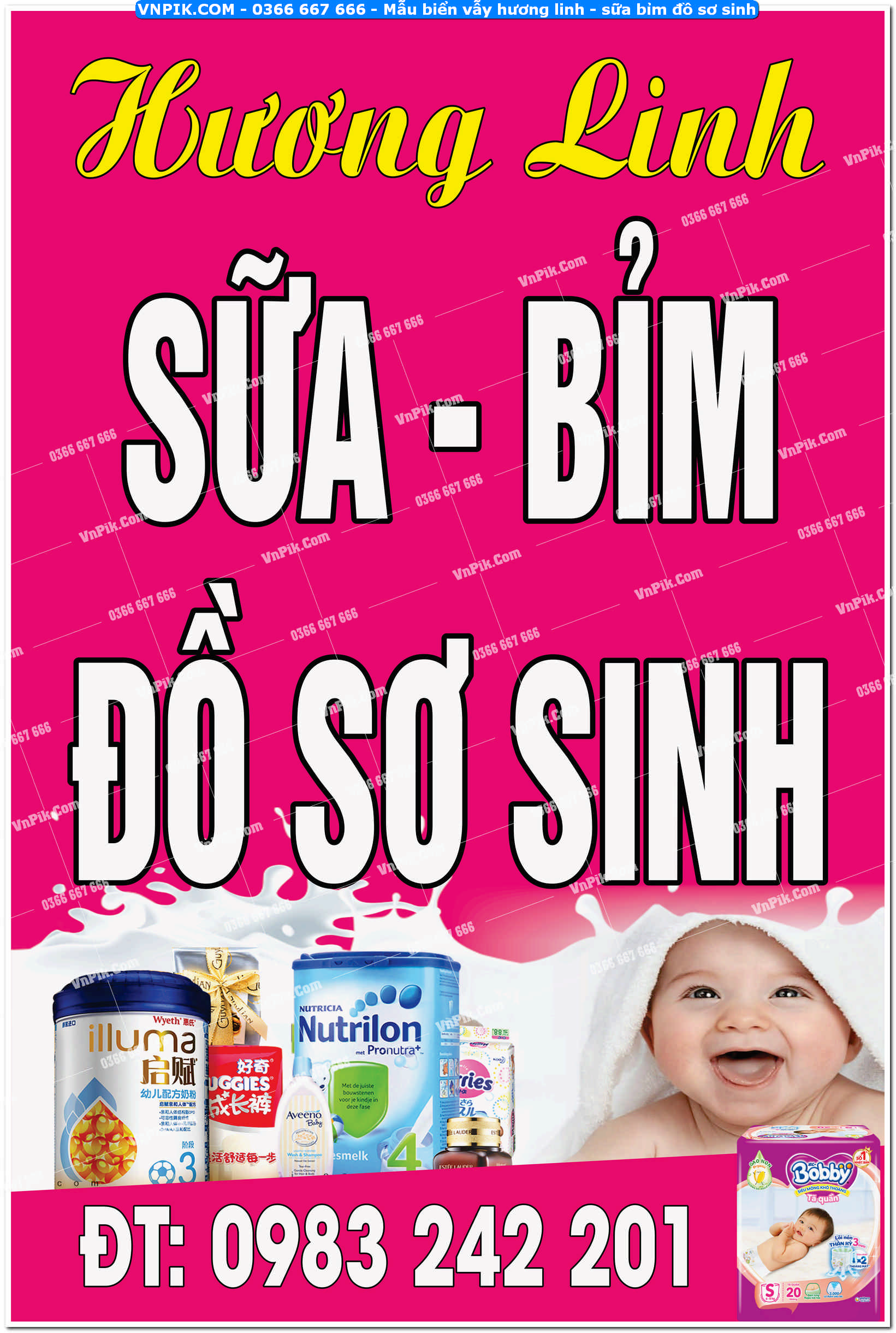 Mẫu biển vẫy hương linh – sữa bỉm đồ sơ sinh