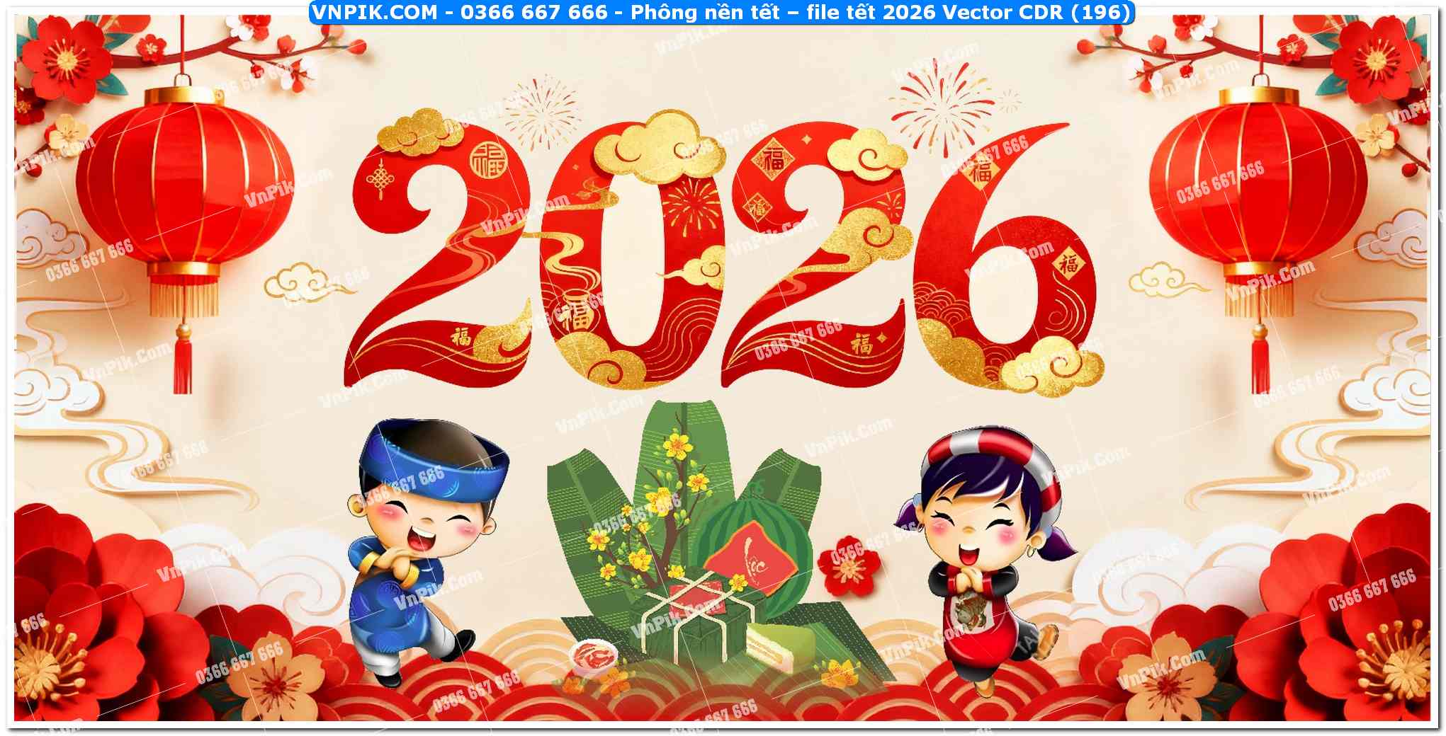 Phông nền tết – file tết 2026 Vector CDR (196)