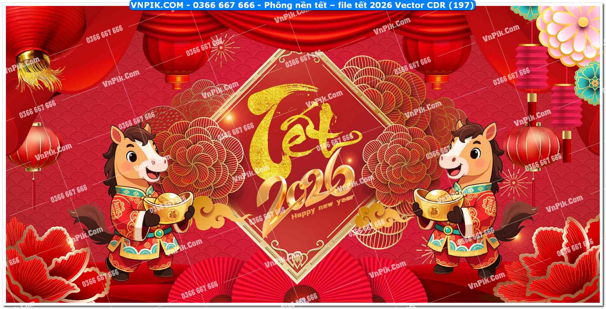 Phông nền tết – file tết 2026 Vector CDR (197)