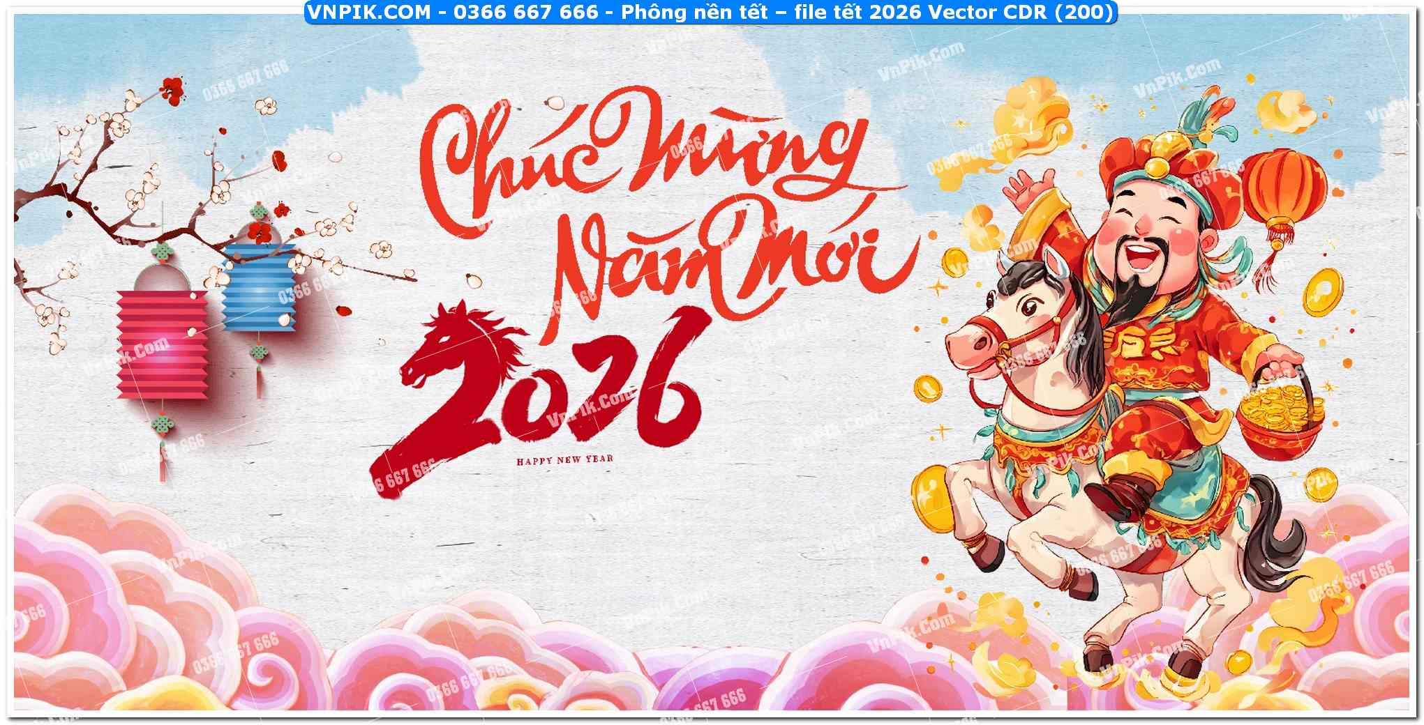Phông nền tết – file tết 2026 Vector CDR (200)