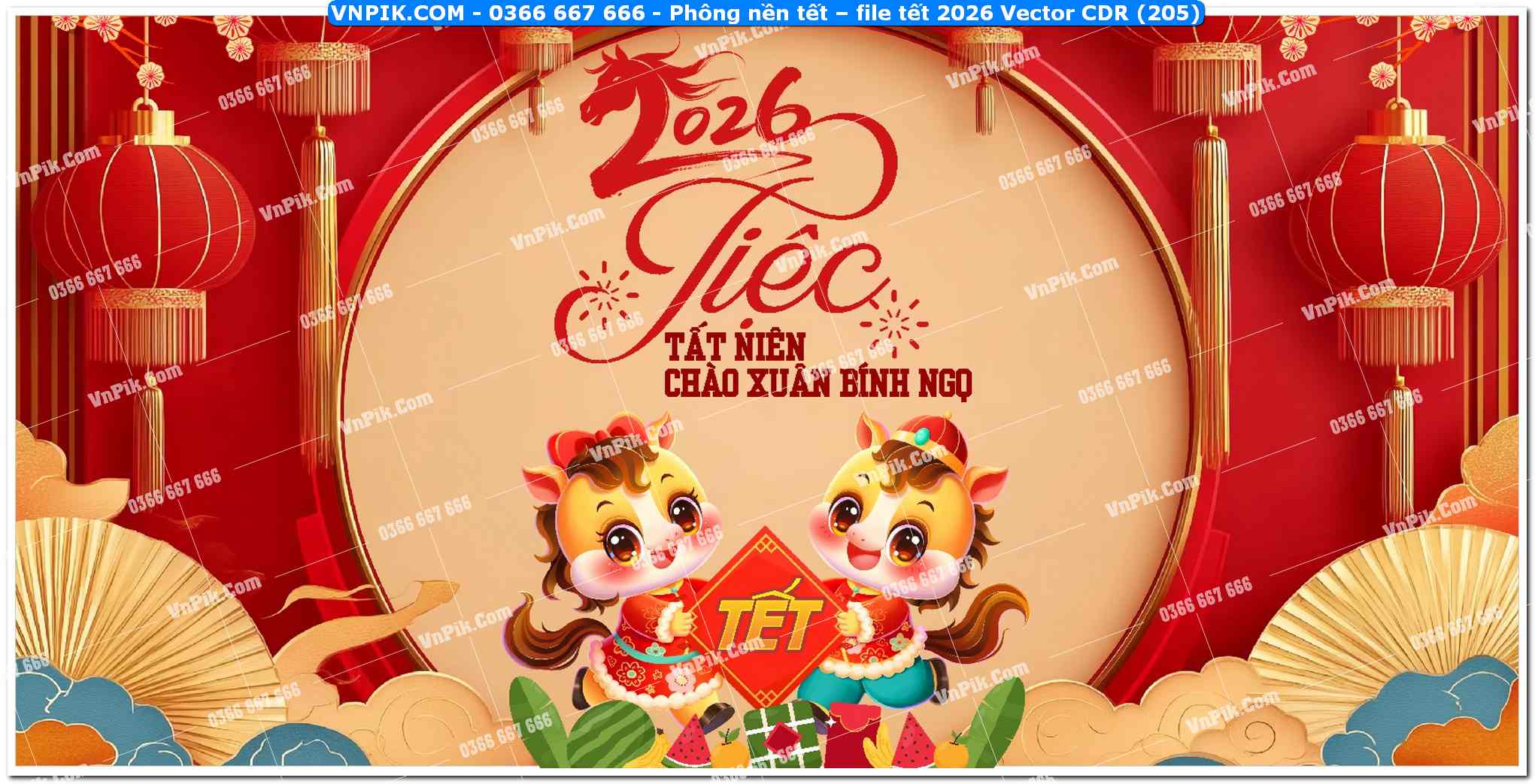 Phông nền tết – file tết 2026 Vector CDR (205)