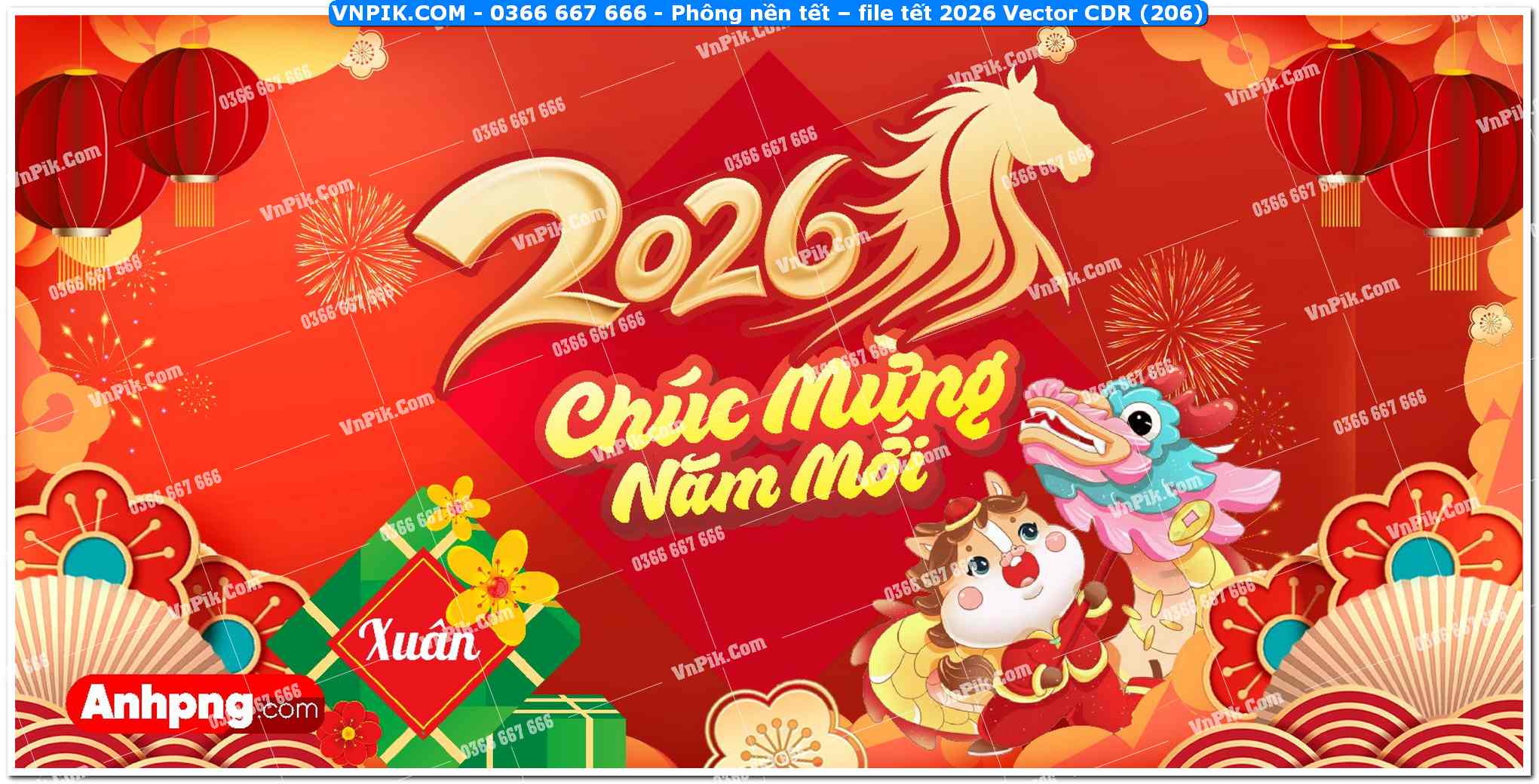 Phông nền tết – file tết 2026 Vector CDR (206)