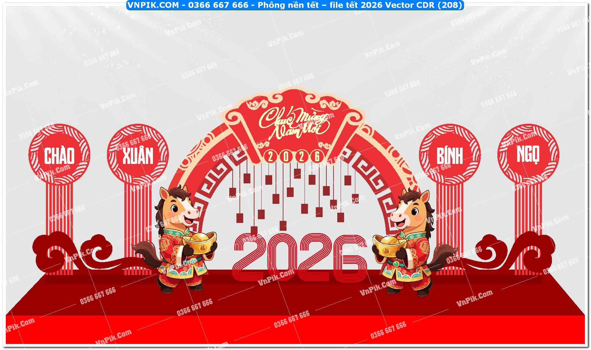 Phông nền tết – file tết 2026 Vector CDR (208)