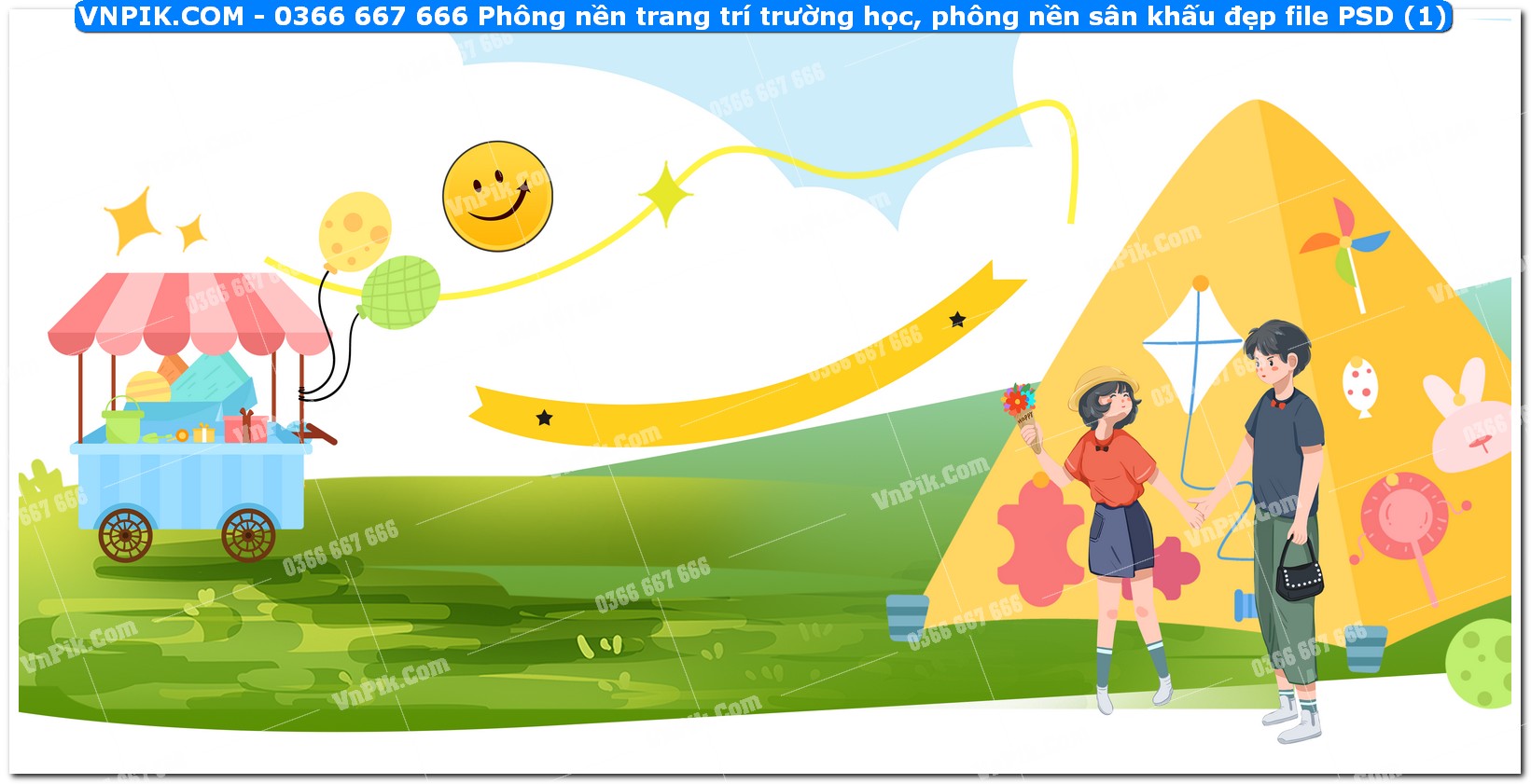 Phông nền trang trí trường học, phông nền sân khấu đẹp file PSD (1)