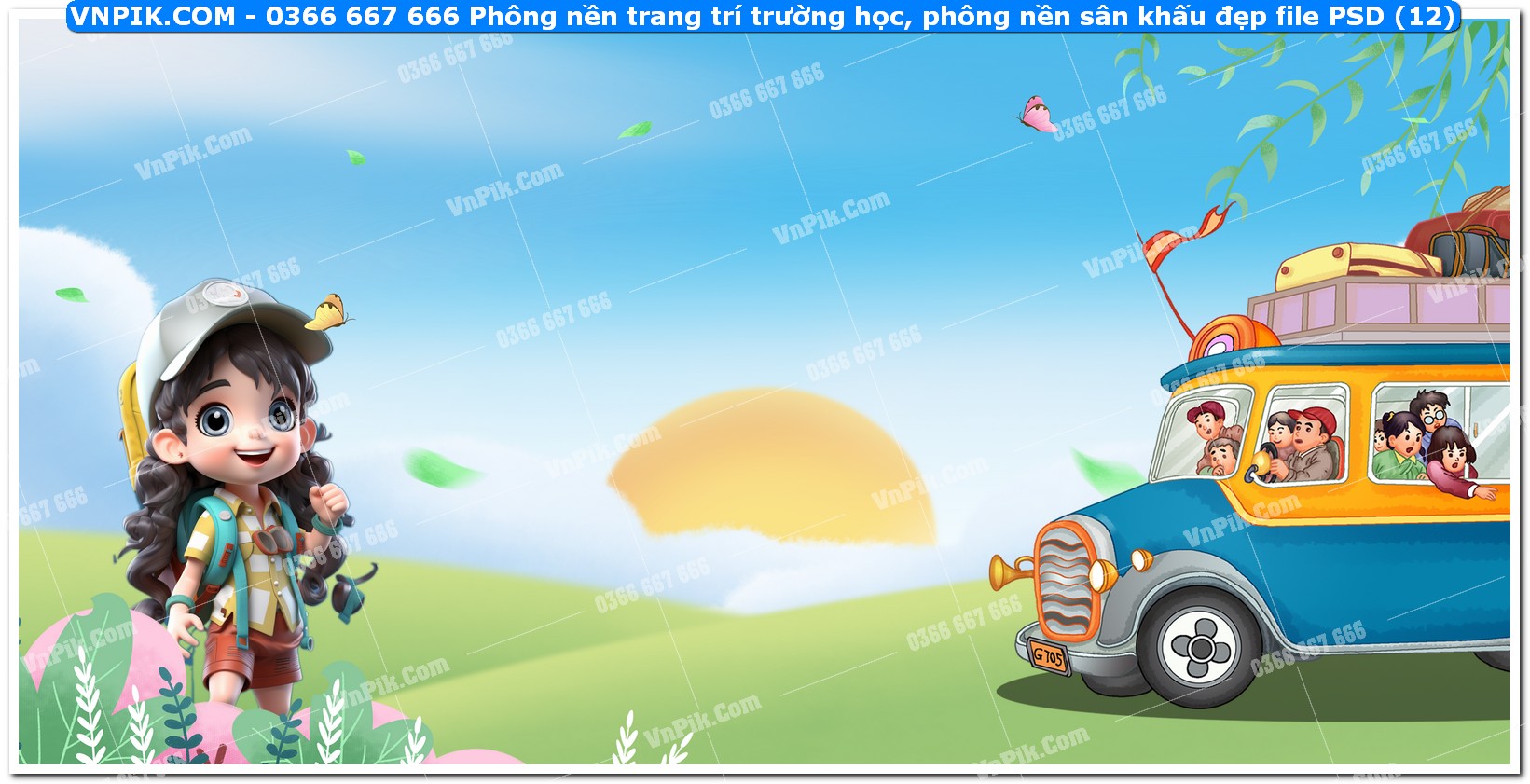 Phông nền trang trí trường học, phông nền sân khấu đẹp file PSD (12)