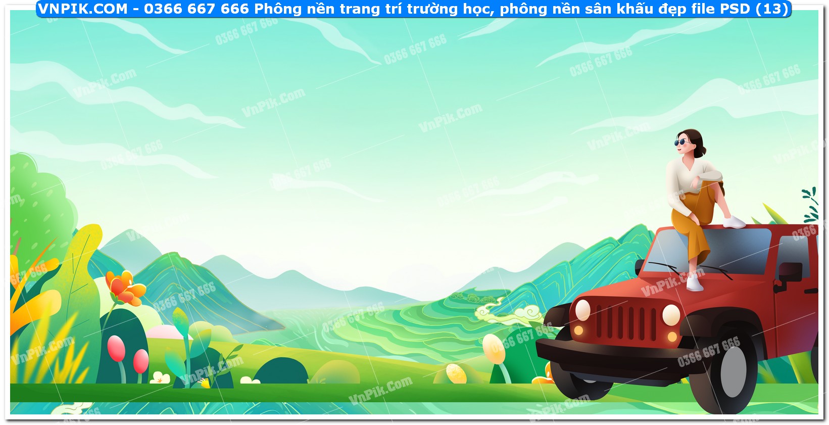 Phông nền trang trí trường học, phông nền sân khấu đẹp file PSD (13)