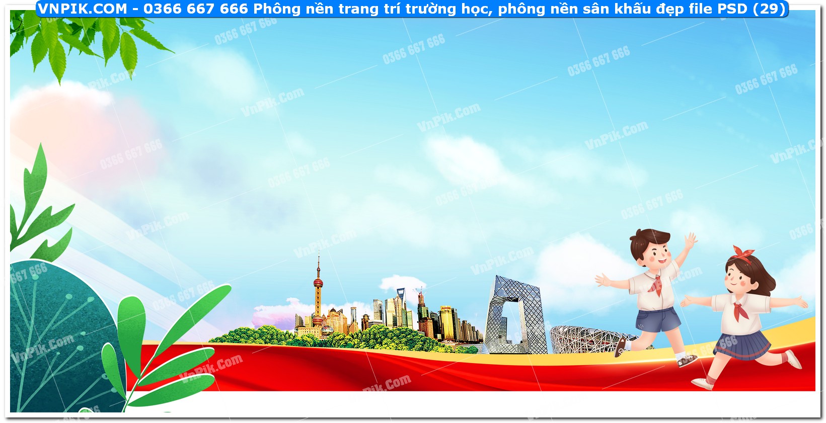 Phông nền trang trí trường học, phông nền sân khấu đẹp file PSD (29)