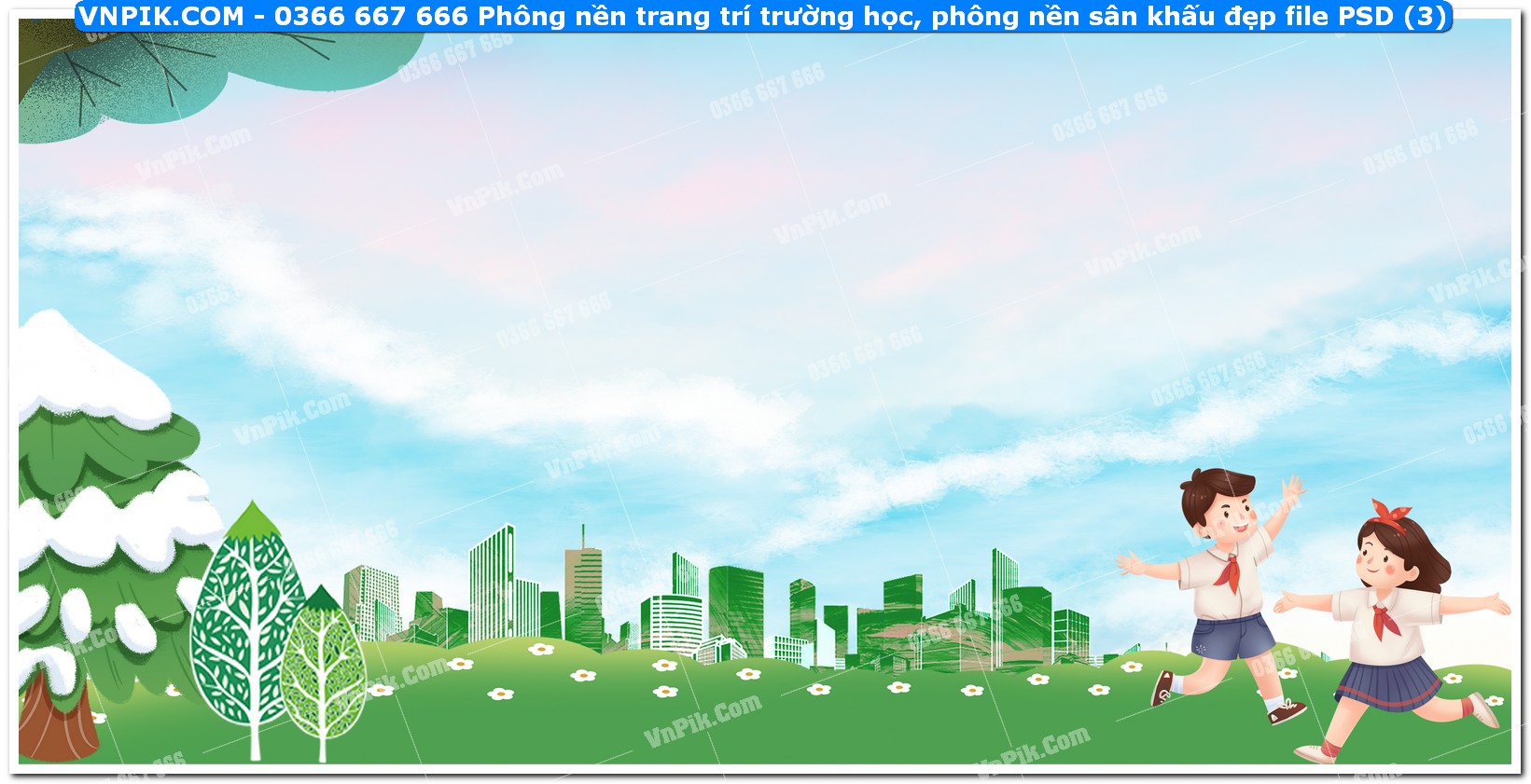 Phông nền trang trí trường học, phông nền sân khấu đẹp file PSD (3)