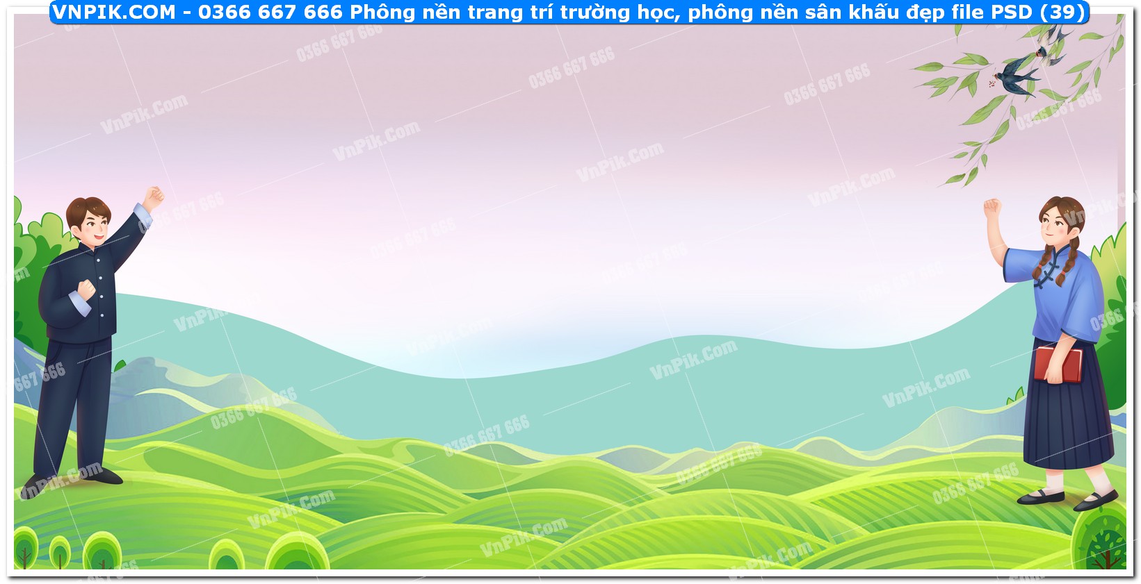 Phông nền trang trí trường học, phông nền sân khấu đẹp file PSD (39)