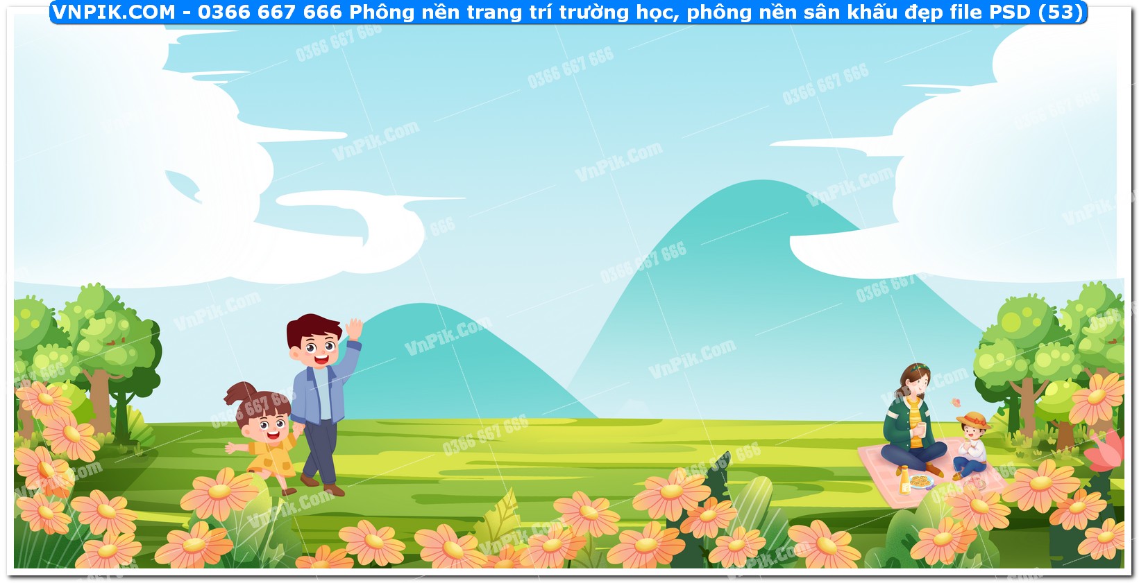 Phông nền trang trí trường học, phông nền sân khấu đẹp file PSD (53)