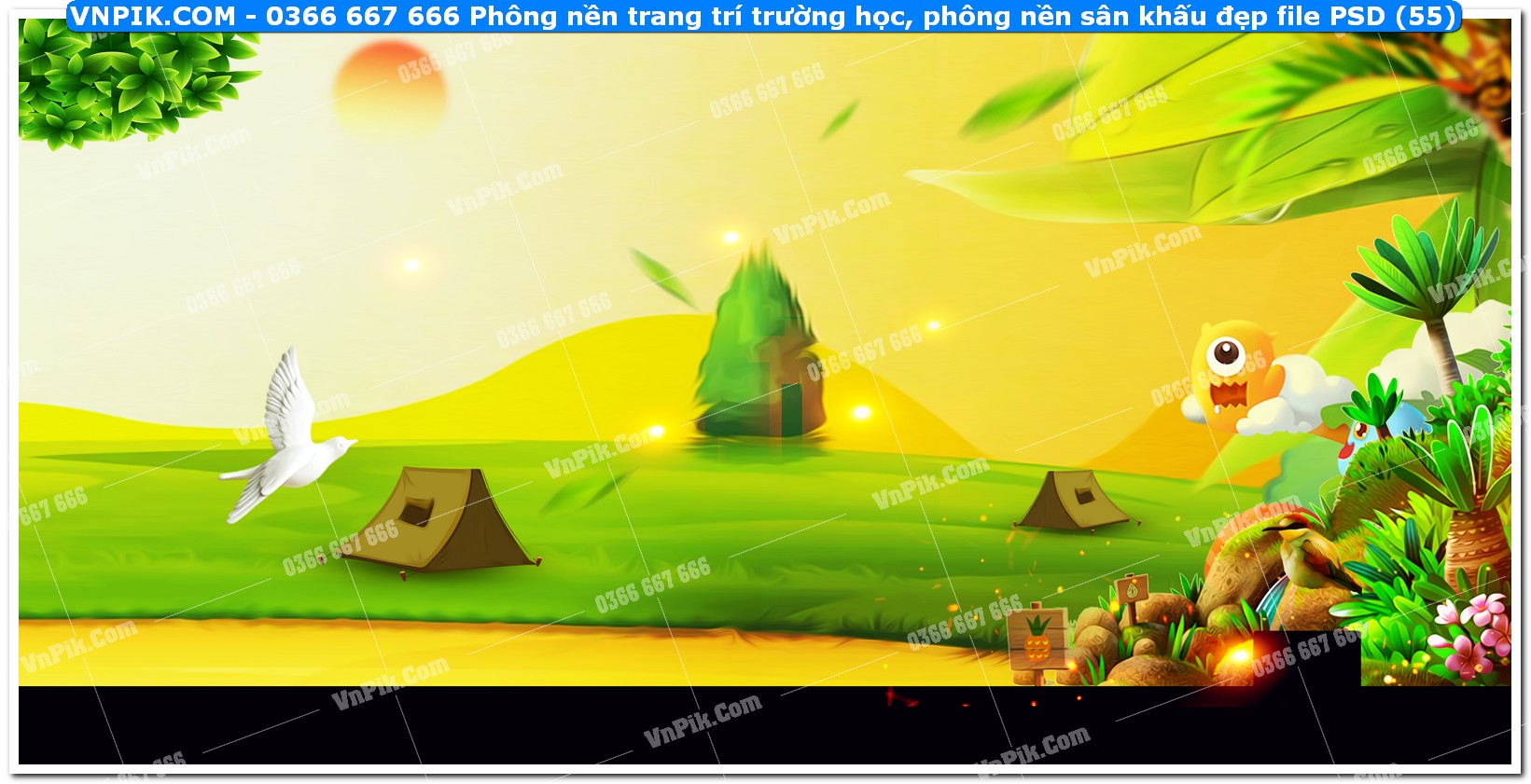 Phông nền trang trí trường học, phông nền sân khấu đẹp file PSD (55)