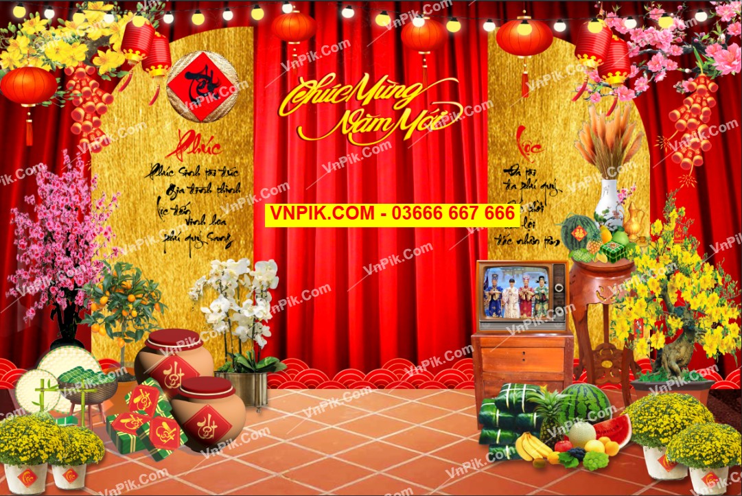 Tiểu cảnh chúc mừng năm mới 2026 file corel