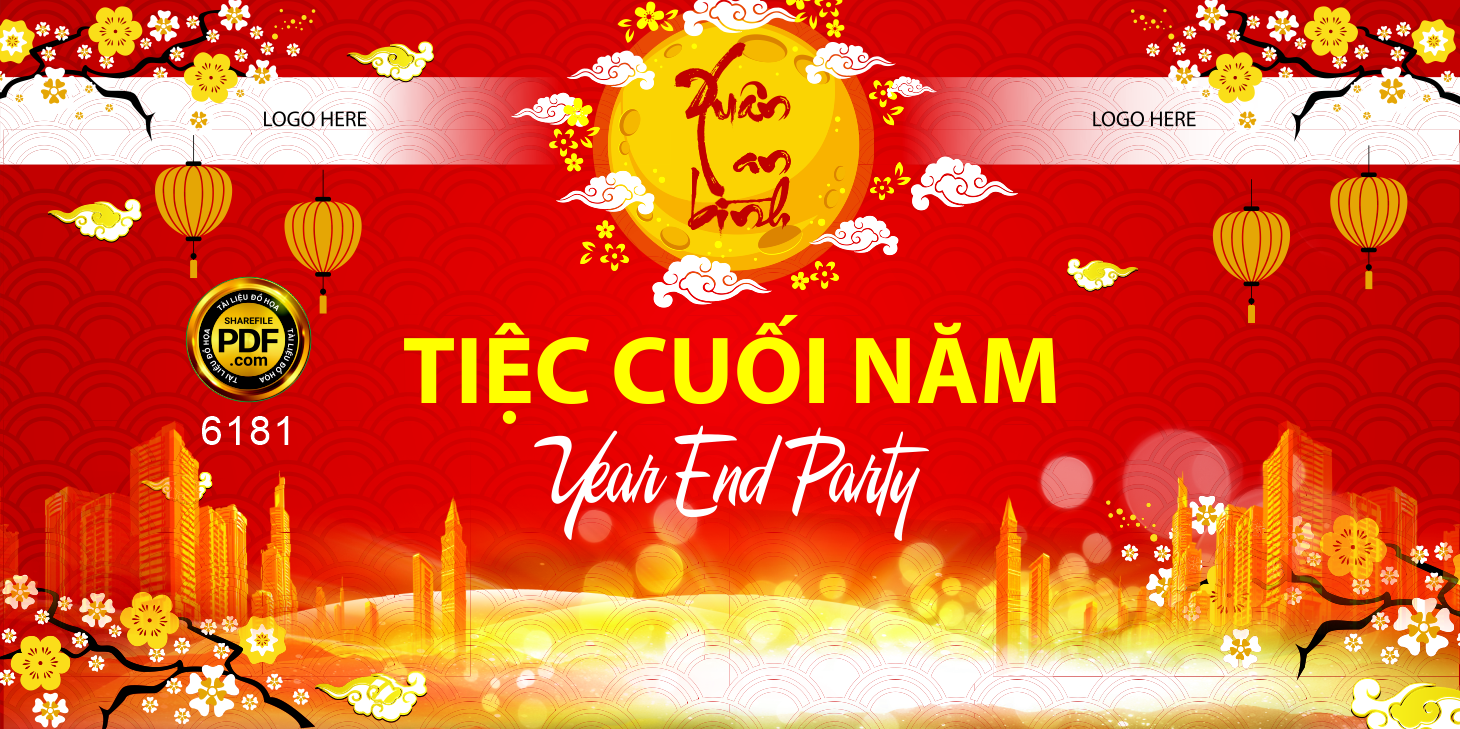 Backdrop Tiệc cuối năm – xuân an bình #40 file corel