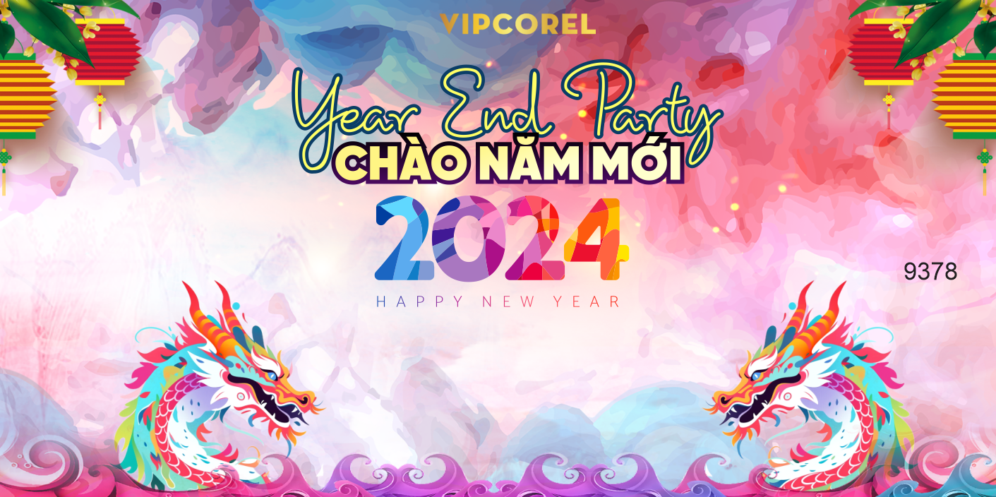 Backdrop Year End Party chào năm mới 2024 vector #92