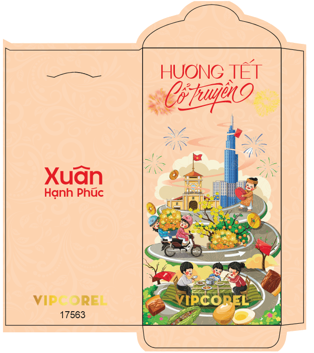 Bao lì xì chúc mừng năm mới 2026 file corel