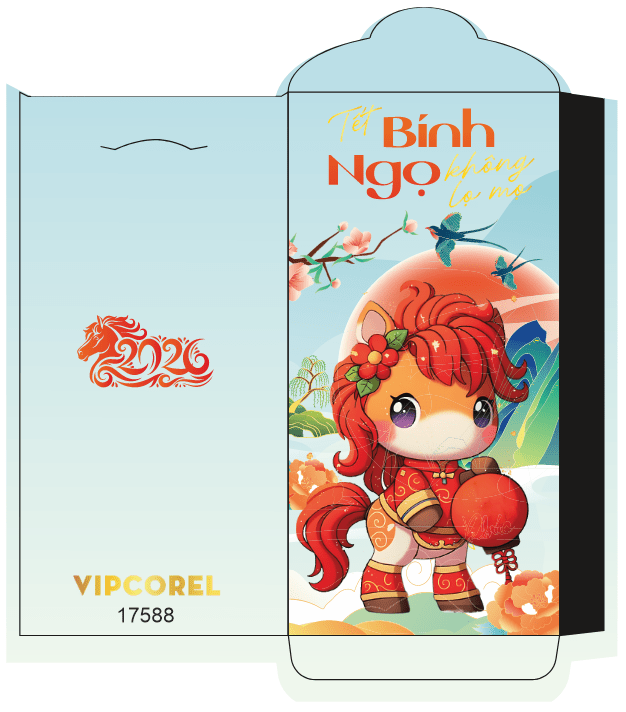 Bao lì xì chúc mừng năm mới 2026 #26 file corel