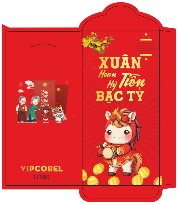Bao lì xì chúc mừng năm mới 2026 #28 file corel