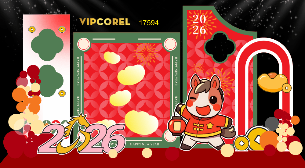 Backdrop Happy New Year 2026 file corel #284