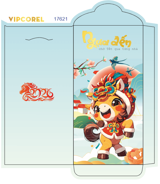 Bao lì xì chúc mừng năm mới 2026 #43 file corel