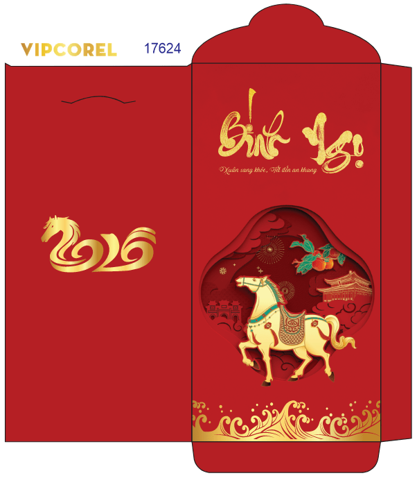Bao lì xì chúc mừng năm mới 2026 #46 file corel
