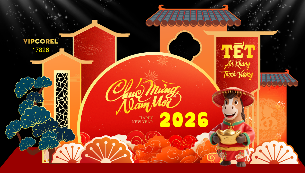 Market Chúc mừng năm mới 2026 file corel #403