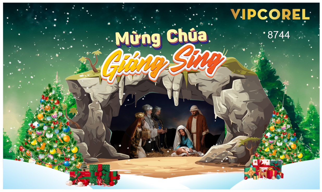Backdrop mừng chúa giáng sinh 2024 file corel