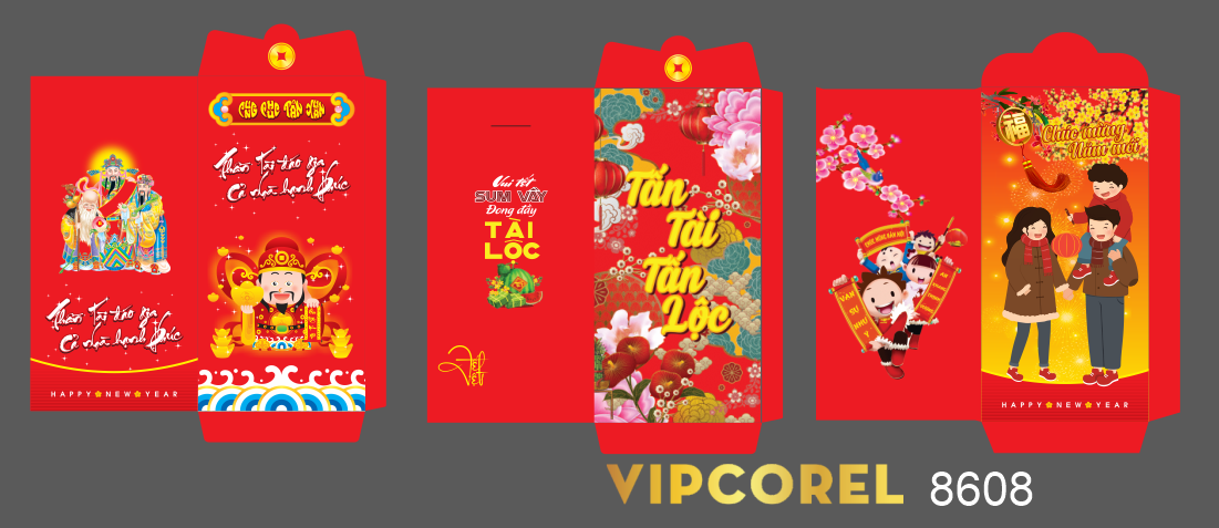 Mẫu bao lì xì tết Giáp Thìn 2024 file corel